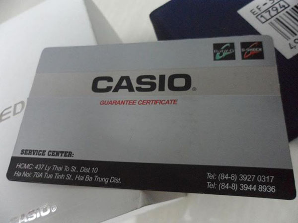 Thẻ bảo hành Casio giả