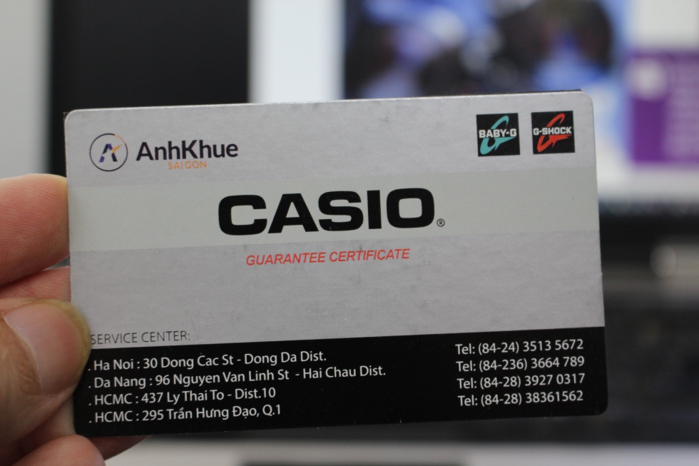 thẻ bảo hành Casio chính hãng