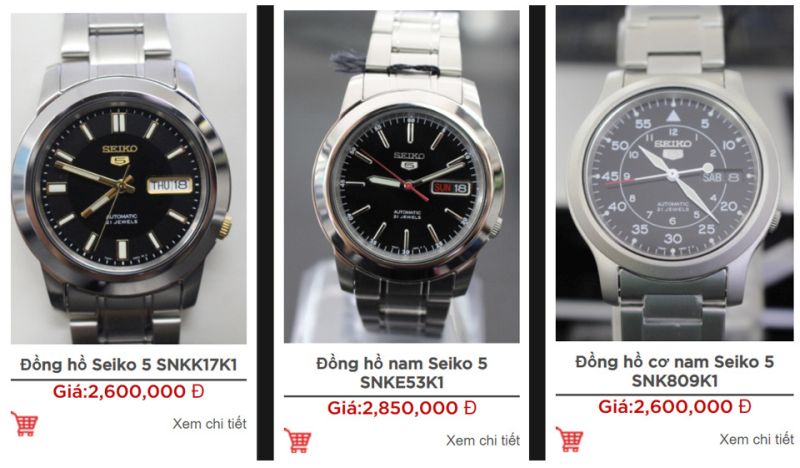 Đồng hồ Seiko dây kim loại giá dưới 3 triệu